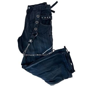 Vintage Tripp NYC Rave Pants Large Black 90s Punk Rock Grunge Baggy Metal Chains